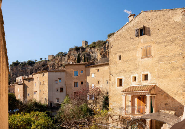 View of the village of Cotignac in Provence, known for its historic and spiritual setting