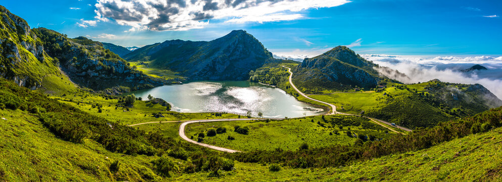 Landscape of the Lakes of Covadonga, Asturias, a natural treasure in northern Spain.